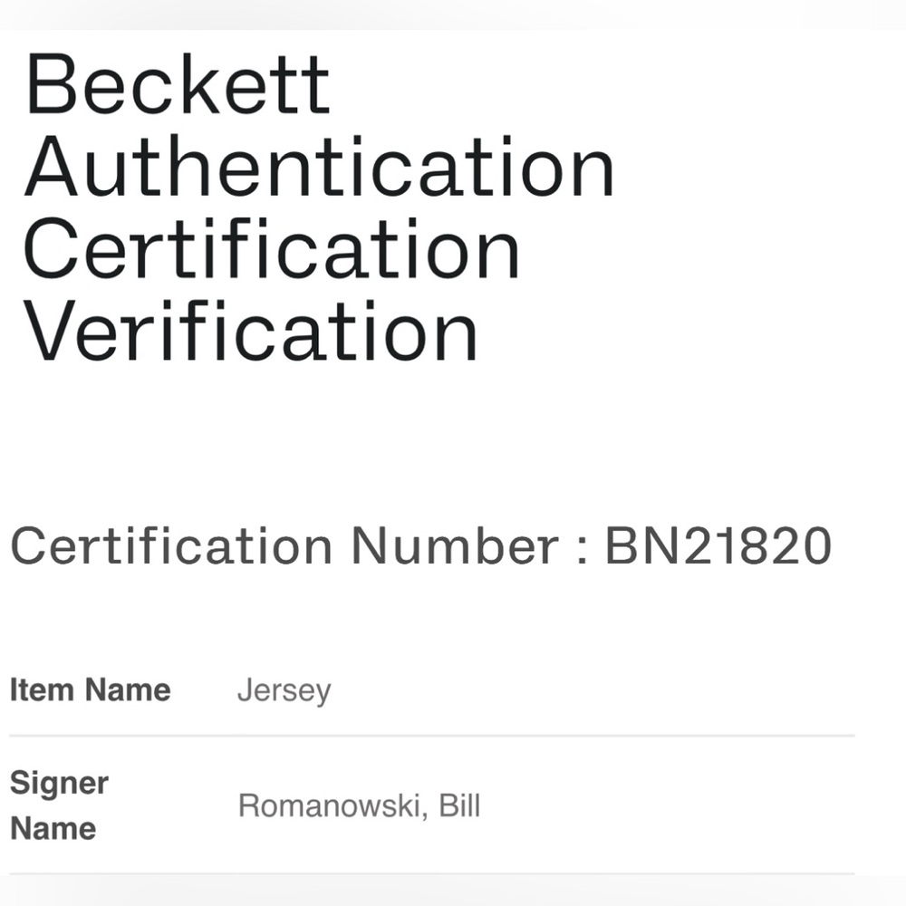 Beckett Authentication Verified 49ers Bill Romanowski Signed Jersey - Picture 6 of 6